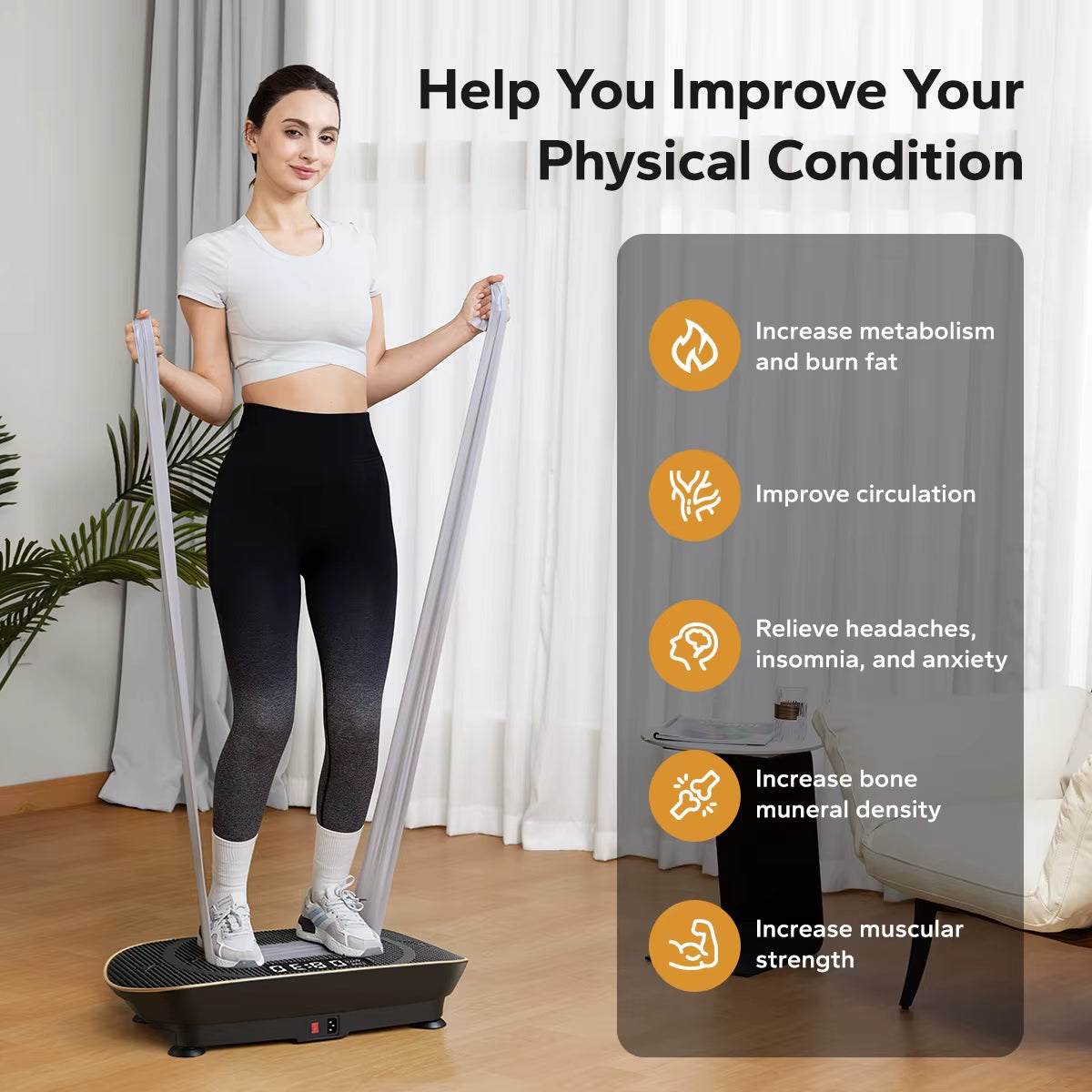 Vibration Plate Exercise Machine Whole Body Workout Power Vibrate Fitness Platform Vibration Weight Loss&Shaping