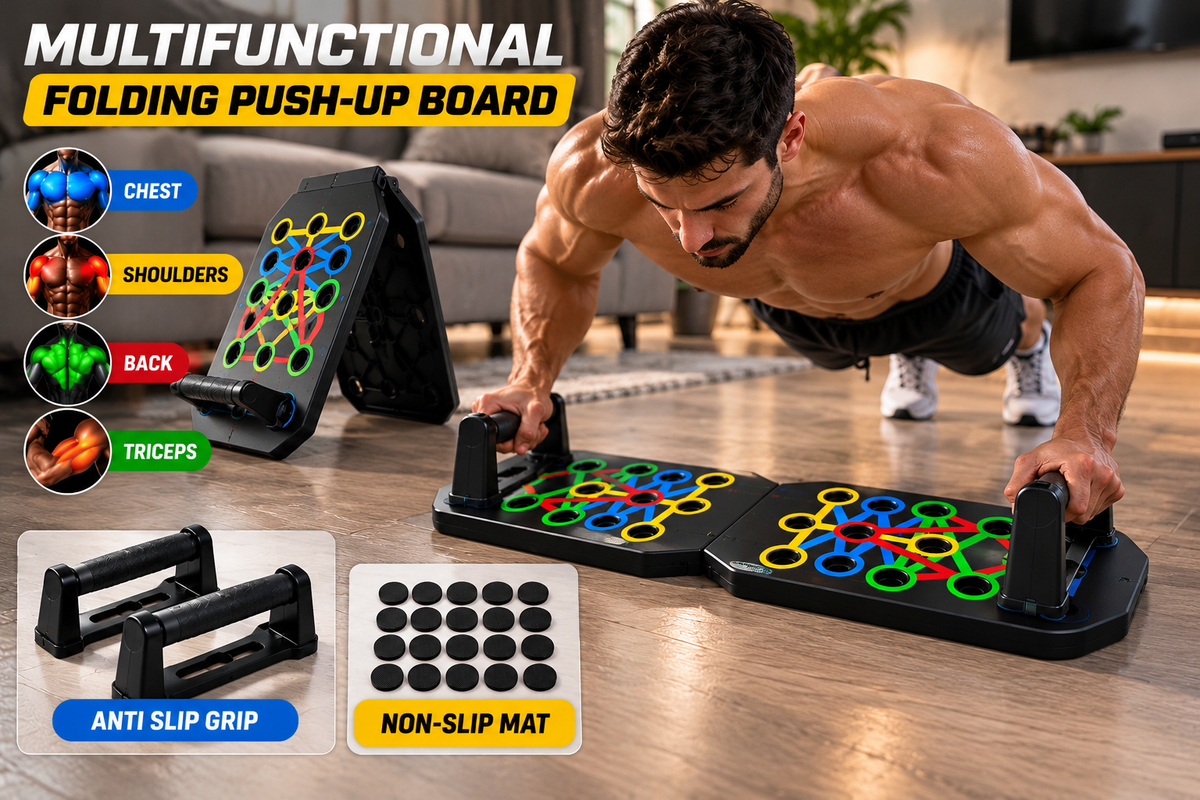 9-in-1 Foldable Push-Up Board – Home Workout Trainer