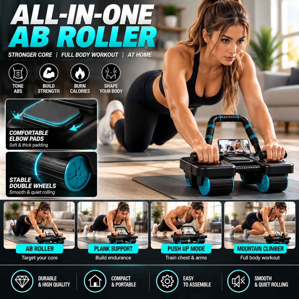 Six-Elbow Ab Wheel – Core & Abdominal Trainer