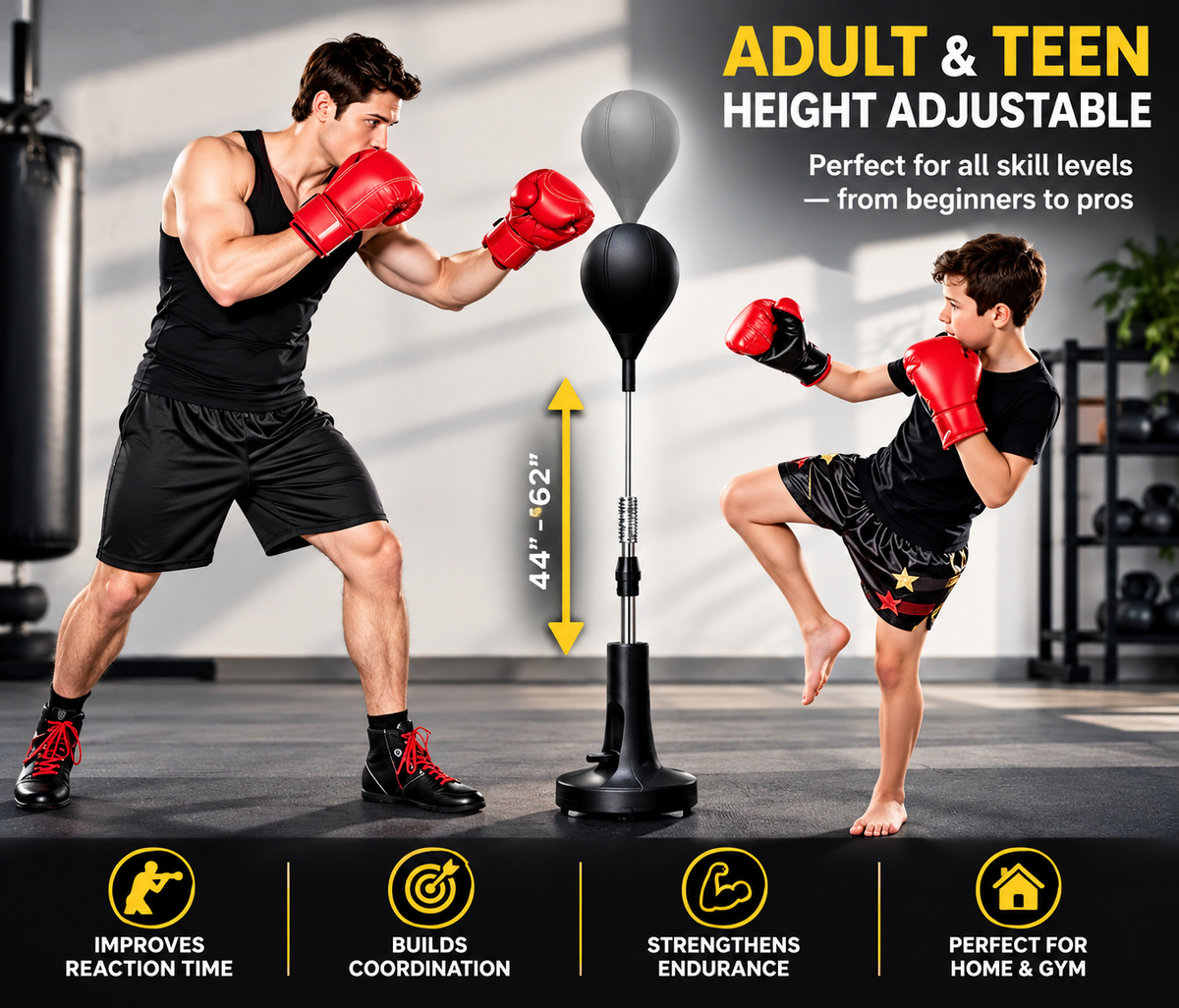 Family Adjustable Reflex Punching Bag – Boxing Training for Home