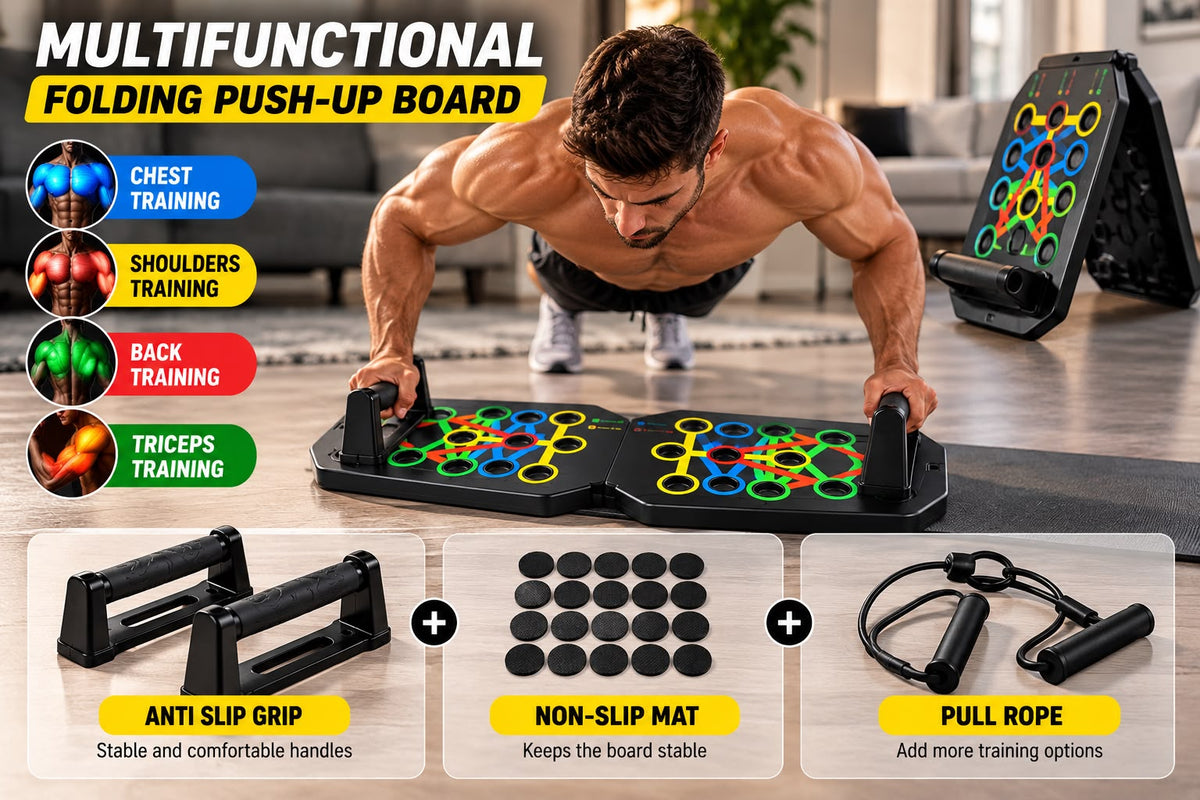 9-in-1 Foldable Push-Up Board – Home Workout Trainer